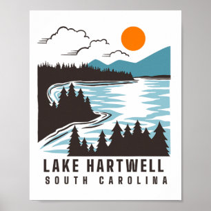 Póster Lago Hartwell Carolina del Sur Verano Vida en el L