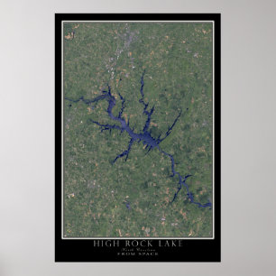 Póster Lago High Rock Carolina del Norte desde satélite e