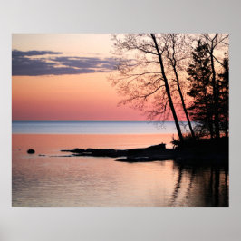 Póster Lago Horizon con árboles en el lago Dawn 16x20