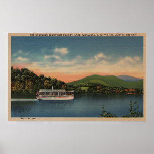 Póster Lago Junaluska, NC - Vista del barco Cherokee