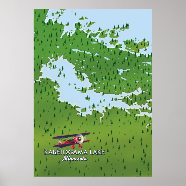 Póster Lago Kabetogama, Minnesota, USA Travel map. (Frente)