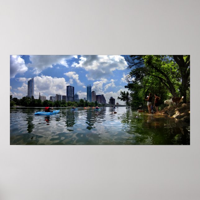 Póster Lago Ladybird Kayaks y Parque de Perros - Austin,  (Frente)
