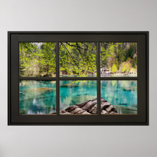 Póster Lago - Laguna Scenerable Black Faux Window Illusio
