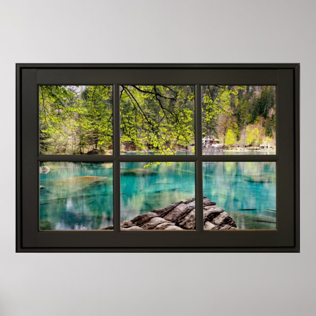 Póster Lago - Laguna Scenerable Black Faux Window Illusio (Frente)