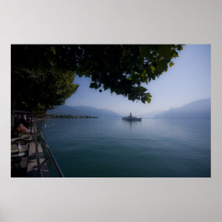 Póster Lago Lemán con Acero de Paddle
