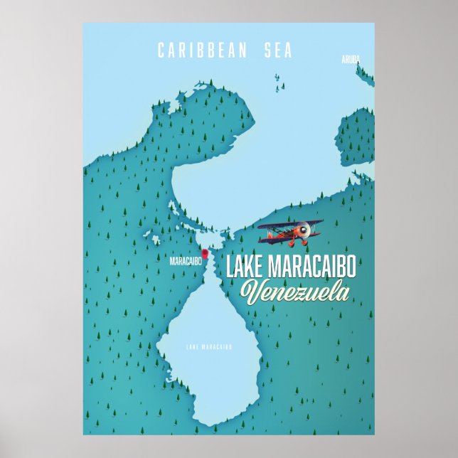 Póster Lago Maracaibo, Venezuela mapa de navegación. (Frente)
