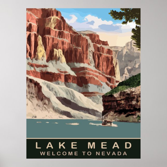 Póster Lago Mead, Nevada, Viajes (Frente)