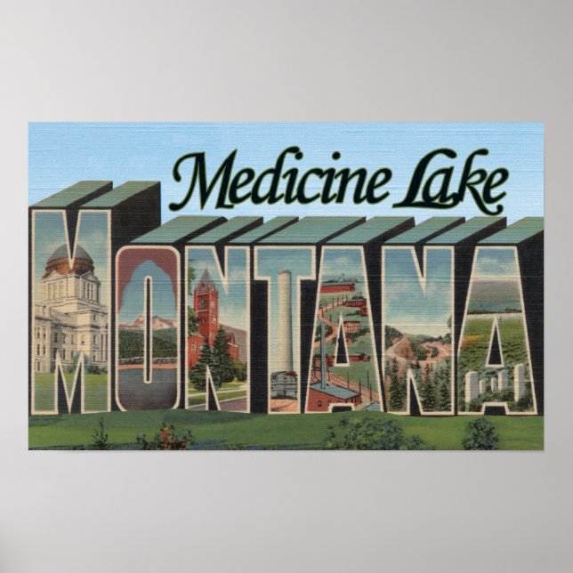 Póster Lago Medicina, Montana (Frente)