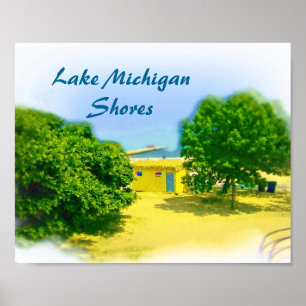 Póster Lago Michigan, costa de Chicago Beach