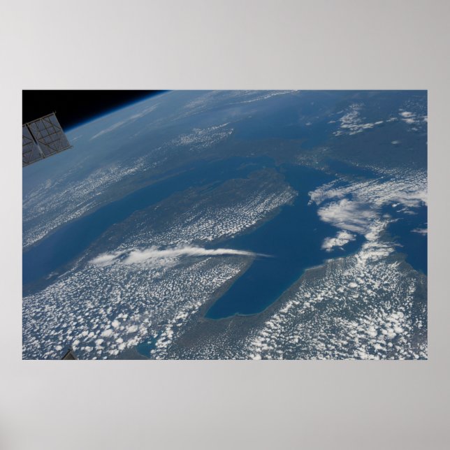 Póster Lago Michigan, Lago Huron Y Estado De Michigan. (Frente)