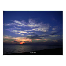 Lago Michigan Poster Amanecer Azul y Naranja