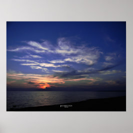Póster Lago Michigan Poster Amanecer Azul y Naranja