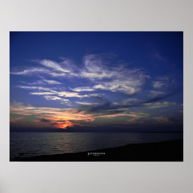 Póster Lago Michigan Poster Amanecer Azul y Naranja (Frente)