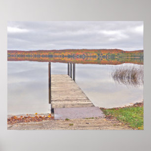 PÓSTER "LAGO MICHIGAN RODEADO DE COLORES DE CAÍDA; RELÁMP