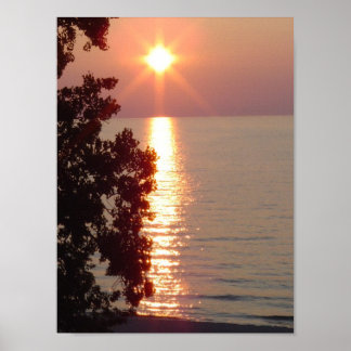 Póster Lago Michigan Sunset