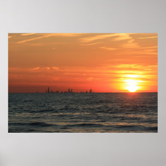 Póster Lago Michigan Sunset 1