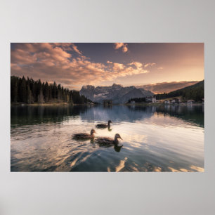 Póster Lago Misurina Dolomitas, Italia