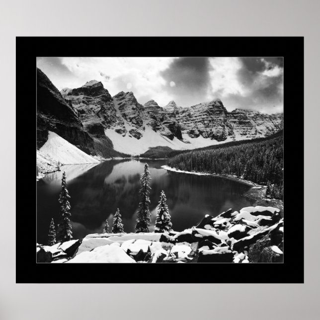 Póster Lago Moraine (Blanco y Negro) (Frente)