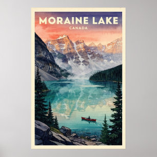 Póster Lago Moraine Canadá Viaje Vintage