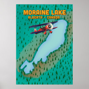 Póster Lago Moraine Mapa de Alberta Canadá