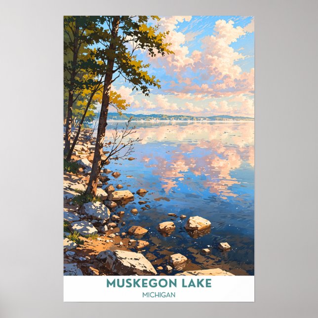 Póster Lago Muskegon, Michigan (Frente)