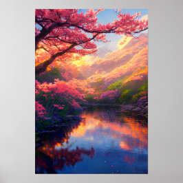 Póster Lago oculto adoptado por majestuosas montañas