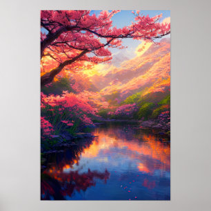 Póster Lago oculto adoptado por majestuosas montañas