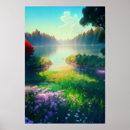 Póster Lago oculto en el corazón del bosque