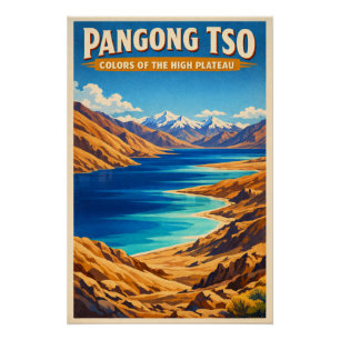 Póster Lago Pangong Tso, Meseta Tibetana, China