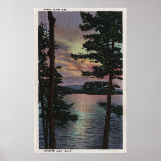 Póster Lago Payette, ID - Evintide en la escena del lago