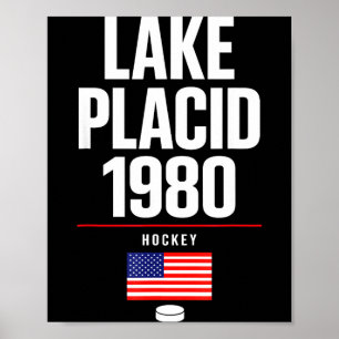 Póster Lago placid 1980 hockey vintage puck de EE. UU. Nu