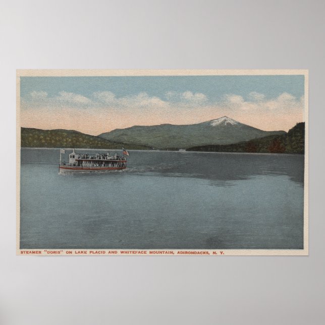 Póster Lago Placid, NY - Vista de Doris Steamer (Frente)
