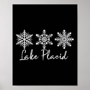Póster Lago Placid Snowflake Nieve Esquiar Deportivo de I