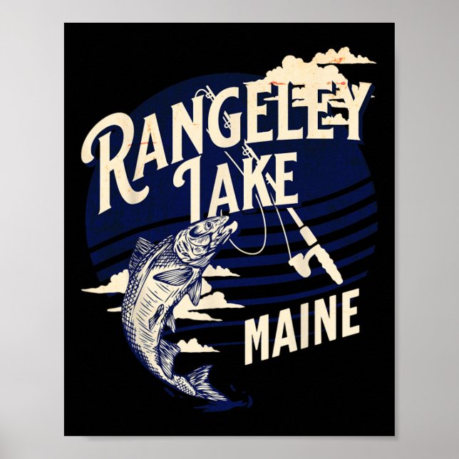 Póster Lago Rangeley Maine Pesca con Mosca Trucha B Fishe (Frente)