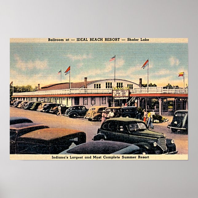 Póster Lago Shafer, Indiana Ideal Beach Resort (Frente)
