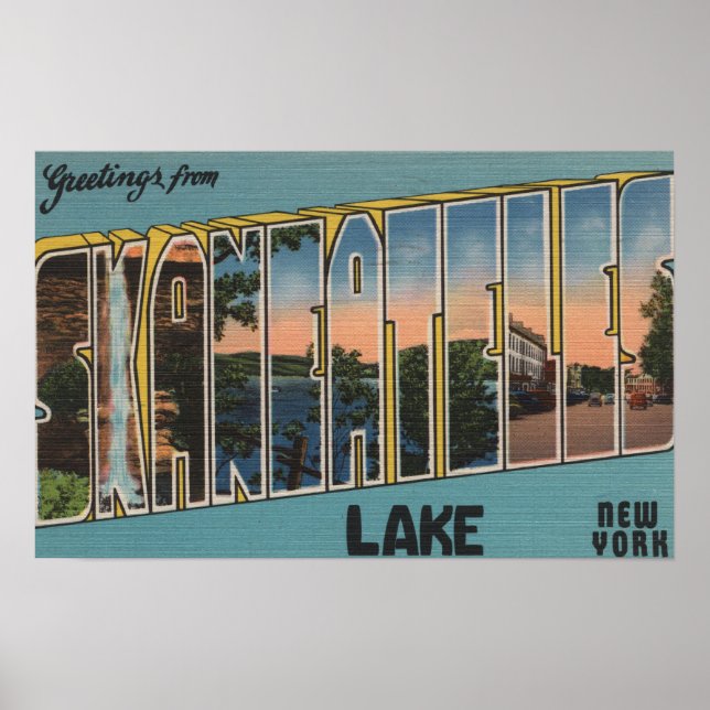 Póster Lago Skaneateles, Nueva York - Escenas de letras g (Frente)