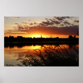 Póster Lago Sunset Paisaje Foto Poster de pared natural