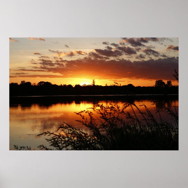 Póster Lago Sunset Paisaje Foto Poster de pared natural (Frente)
