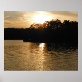 Póster Lago Sunset Sepia Pescadores Regalos Pescador Papá