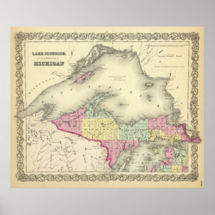 Póster Lago Superior Y La Parte Norte De Michigan