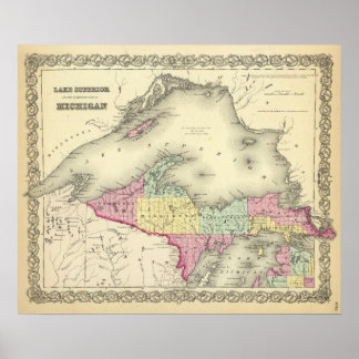 Póster Lago Superior Y La Parte Norte De Michigan