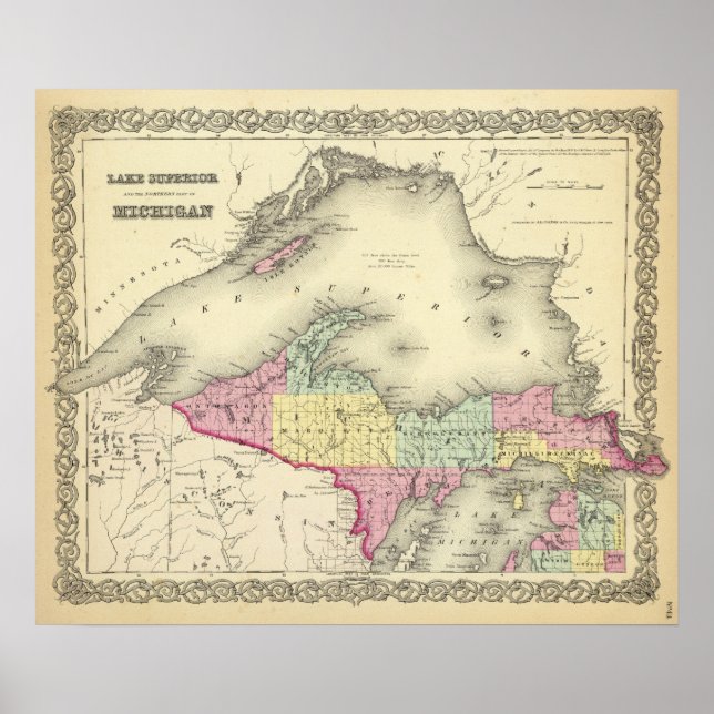 Póster Lago Superior Y La Parte Norte De Michigan (Frente)