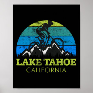 Póster Lago Tahoe California Ciclismo de Montaña Mtb Vint