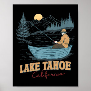 Póster Lago Tahoe California Divertido Verano Pesca Campi