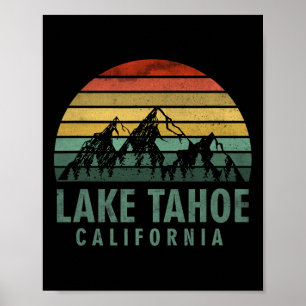 Póster Lago Tahoe California Montañas Vintage Senderismo