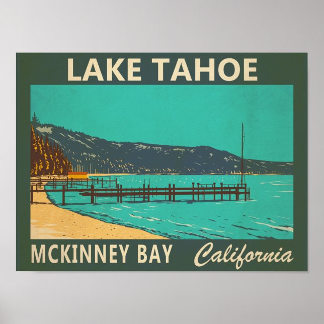 Póster Lago Tahoe McKinney Bay California Vintage (Frente)
