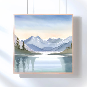 Póster Lago Tahoe Paisaje Montañoso Acuarela