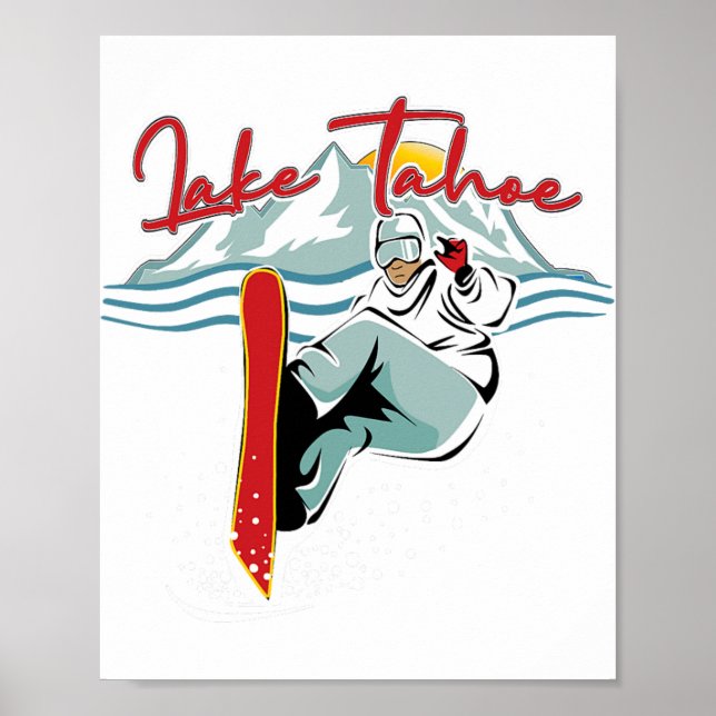 Póster Lago Tahoe Sierra Nevada California Snowboard S (Frente)