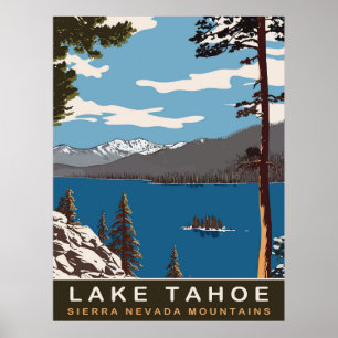 Póster Lago Tahoe, Sierra Nevada, Viajes