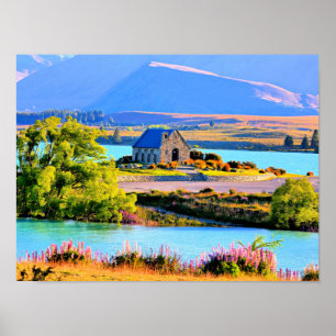 Póster Lago Tekapo, Nueva Zelanda
